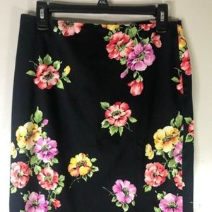 Black Floral Pencil Skirt Size 6